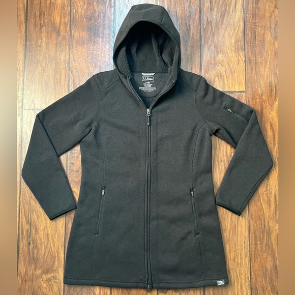 L.L. Bean Women's Small Petite Sweater Fleece Coat Classic Black ItemID 503354 - Picture 2 of 13